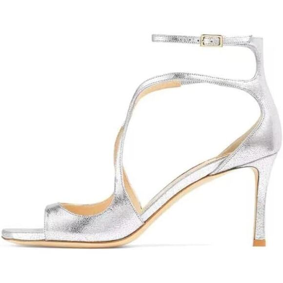 Women's Sandals Ankle Strap Open Round Toe Stiletto Heel Sandals for Women - Picture 4 of 6